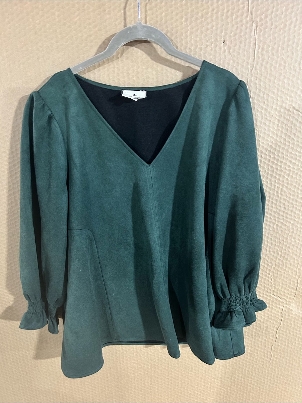 Tuckernuck Teal V-Neck Peasant Blouse